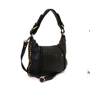 NWT Bolsa Nova Black Leather Handbag. Adjustable/Removable Straps